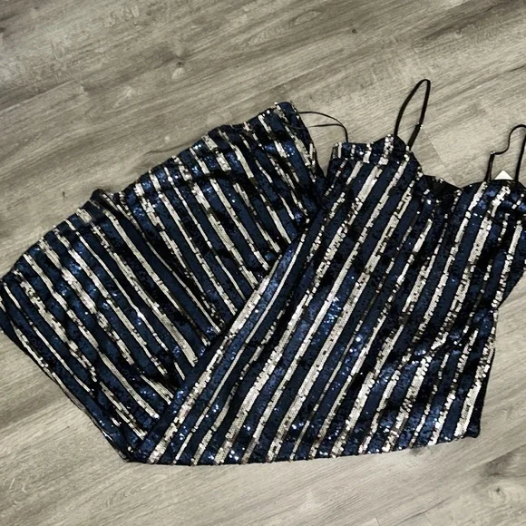 maeve sleeveless sequin stripe midi dress Maeve Sleeveless Sequin Stripe Midi Dress